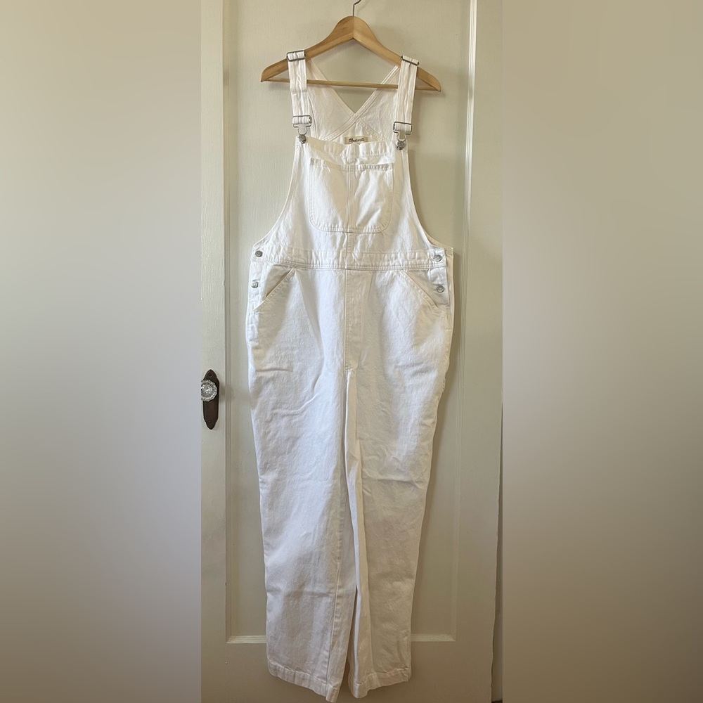 Madewell White Baggy Overalls